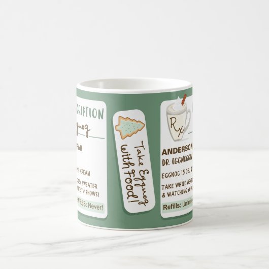 コージーおもしろいプレシジョンホリデーエグノグ コーヒーマグカップ (中央)
