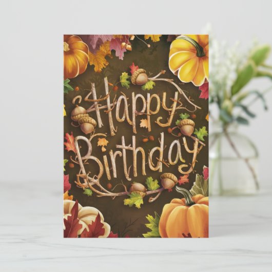 コージーお洒落ウィッシュオータム秋ハッピーバースデー カード (スタンド正面)