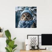 コージーお洒落ウィンターワンダーランドフクロウ ポスター (ホームオフィス)