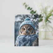 コージーお洒落ウィンターワンダーランドフクロウ ポストカード (スタンド正面)