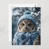コージーお洒落ウィンターワンダーランドフクロウ ポストカード (正面/裏面)