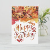 コージーお洒落ウッドランドオータム秋ハッピーバースデー カード (スタンド正面)