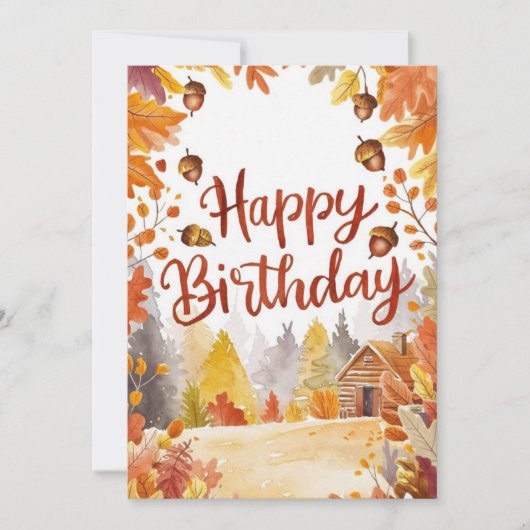 コージーお洒落フォレストオータム秋ハッピーバースデー カード (正面)