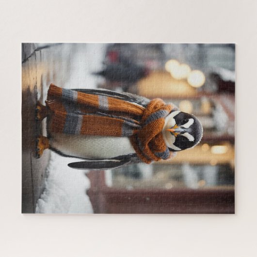 コージーお洒落ペンギンスノーウィー冬 ジグソーパズル (横)