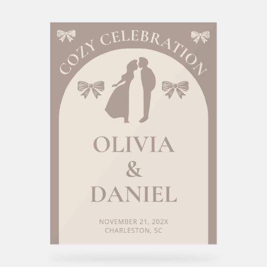 コージーお祝い | ミニマル秋の結婚式 アクリルサイン (正面)