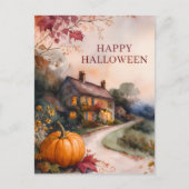 コージーなカボチャの小道 ハロウィン ポストカード (正面)