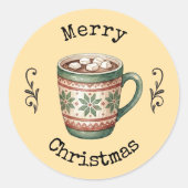 コージーなヴィンテージ・ホットココア メリークリスマス ステッカー (正面)