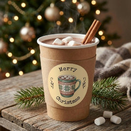 コージーなヴィンテージ・ホットココア メリークリスマス ステッカー