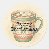 コージーなヴィンテージ・ホットココア メリークリスマス ステッカー (正面)