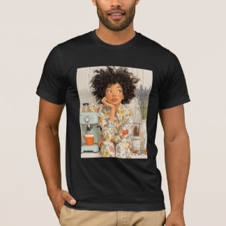 コージーな朝のコーヒーガール - 暖かなAIイラスト Tシャツ