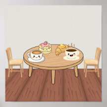 コージーな朝食カフェのポスター | コーヒー、パンケーキ & ク