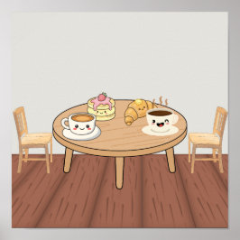 コージーな朝食カフェのポスター | コーヒー、パンケーキ & ク ポスター