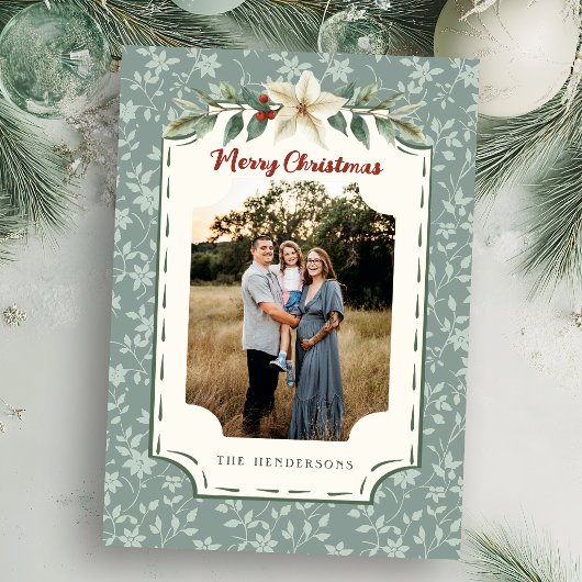 コージーな田舎風セージのクリスマス植物写真 シーズンカード