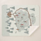 コージーアイススケートで滑るリンクウィンターイラストレーション シェルパブランケット (正面(横))