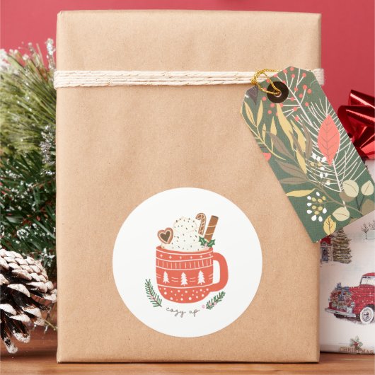 コージーアップホットココアマグクリスマスホリデー ラウンドシール (クリスマス)