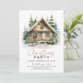 コージーウィンターキャビンクリスマスパーティの招待状 招待状 (スタンド正面)