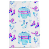 コージーウィンターギアアイススケートで滑るホリデイ ミディアムペーパーバッグ (正面)