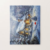 コージーウィンターコテージとクリスマスツリー ジグソーパズル (縦)