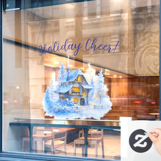 コージーウィンターコテージホリデー応援デコールビジネス ウィンドウサイン (カフェ窓)