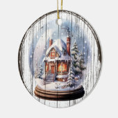 コージーウィンターコテージ – クリスマススノーグローブオーナメント セラミックオーナメント (左)