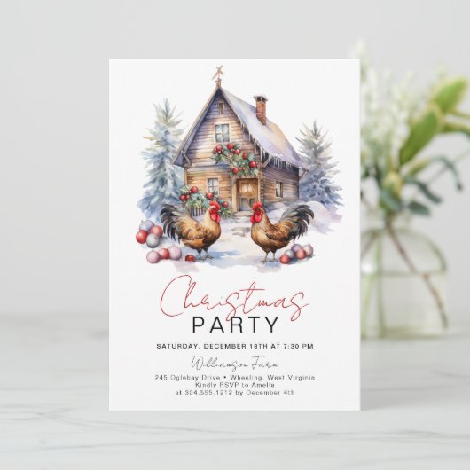 コージーウィンターチキンファームクリスマスパーティー 招待状 (スタンド正面)