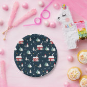 コージーウィンターナイトビレッジアンド雪だるま ペーパープレート (パーティー)