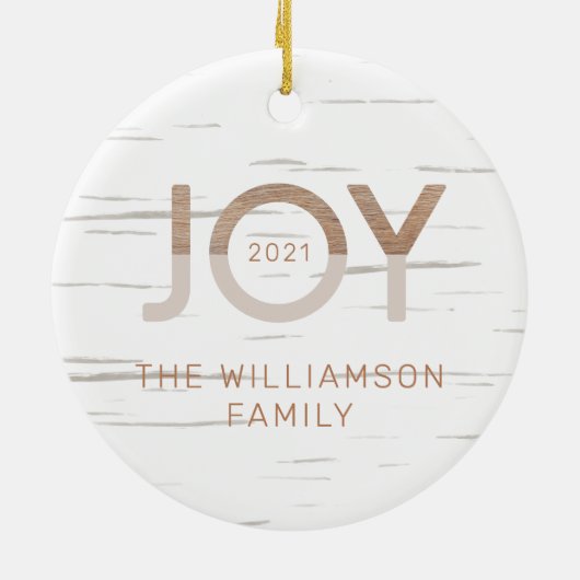コージーウィンタービレッジウッドグレインホームファミリーフォト セラミックオーナメント (裏面)