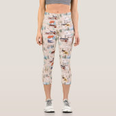 コージーウィンタービレッジシーンパターン カプリレギンス (正面)