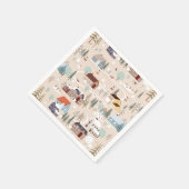 コージーウィンタービレッジシーンパターン スタンダードカクテルナプキン (角)