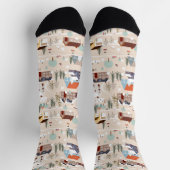 コージーウィンタービレッジシーンパターン ソックス (上部)