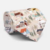 コージーウィンタービレッジシーンパターン ネクタイ (ロール)