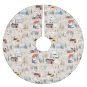 コージーウィンタービレッジシーンパターン ブラッシュドポリエステルツリースカート (正面)