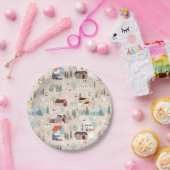 コージーウィンタービレッジシーンパターン ペーパープレート (パーティー)