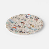 コージーウィンタービレッジシーンパターン ペーパープレート (アングル)