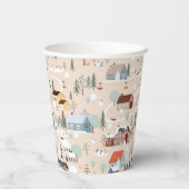 コージーウィンタービレッジシーンパターン 紙コップ (裏面)