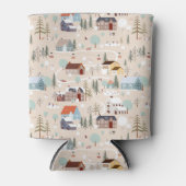 コージーウィンタービレッジシーンパターン 缶クーラー (正面)