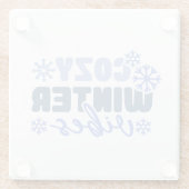 コージーウィンタービーブススノーフレークタイポグラフィ ガラスコースター (裏面)