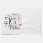 コージーウィンタービーブピンクパステルキャンパークリスマス キッチンタオル (横)