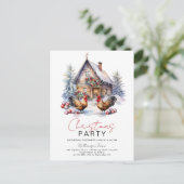 コージーウィンターファームカントリーチキンクリスマスパーティー ポストカード (スタンド正面)