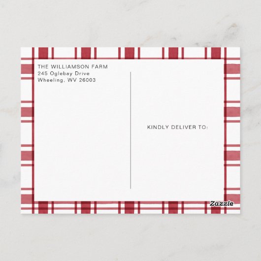 コージーウィンターファームカントリーチキンクリスマスパーティー ポストカード (裏面)