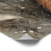 コージーウィンターフェアリー&キツネ | ウッドラお洒落ンドアート ポスター (角)