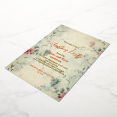 コージーウィンターフローラクリスマスパーティー 箔招待状 (回転した状態)