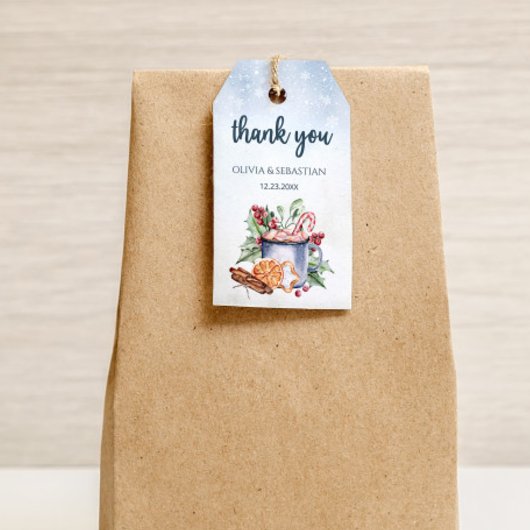 コージーウィンターホットココアスノーリー結婚ズ ギフトタグ