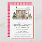コージーウィンターホームクリスマスパーティの招待状 招待状 (正面/裏面)