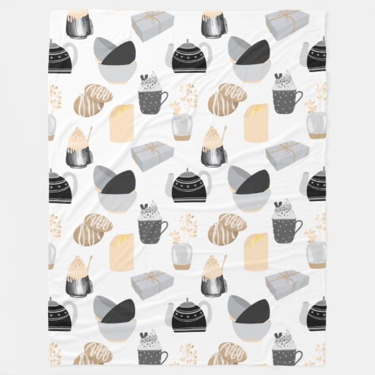 コージーウィンターホームパターン フリースブランケット (正面)