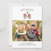 コージーウィンターミッテンスハッピーホリデーズファミリーフォト シーズンカード (正面)