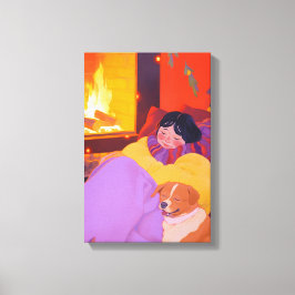 コージーウィンターモーニング キャンバスプリント