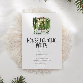 コージーウィンターランドスケープホリデイ引っ越し祝いパーティーパーティー 招待状