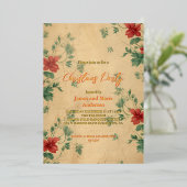 コージーウィンターレッドグリーンフローラクリスマスパーティー 箔招待状 (立ち正面)