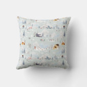 コージーウィンターワンダーランドアイススケートで滑るビレッジパターン クッション (裏面)